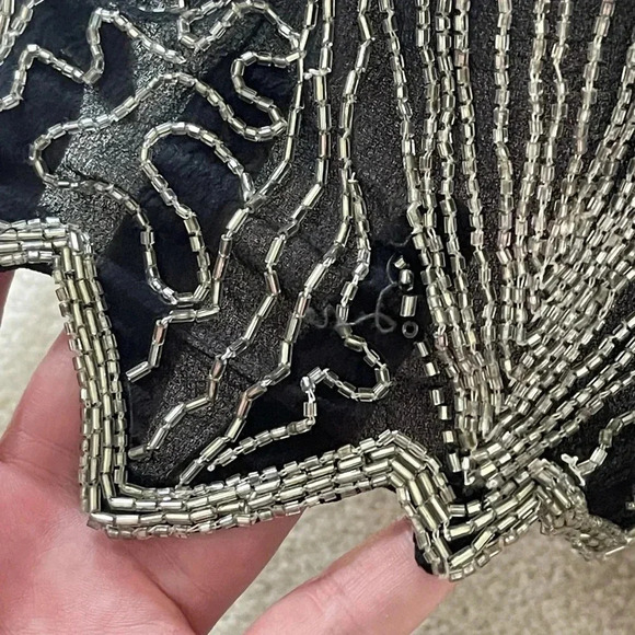 * Vintage black and silver beaded Art Deco blouse - Picture 7 of 11